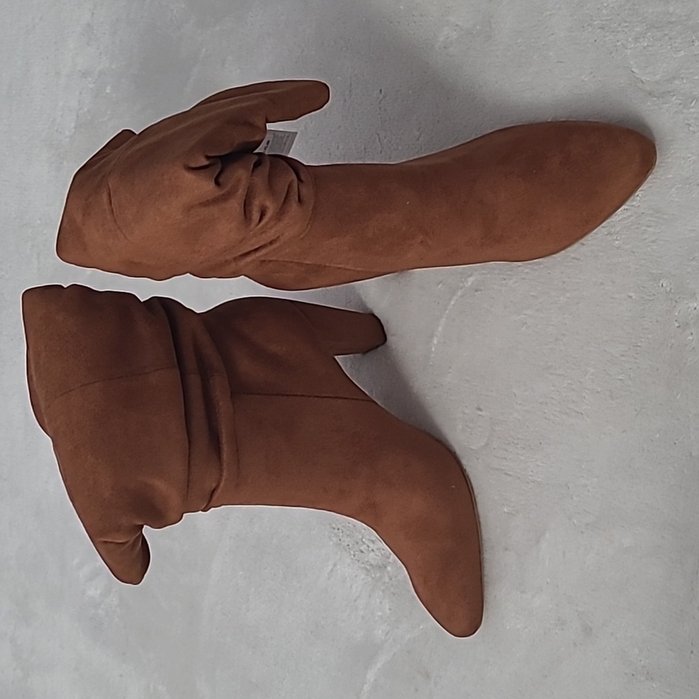 Banana Republic Womens 8.5 Vegan Suede Leather Slouchy Boot Brown Preppy Boho - Picture 10 of 15
